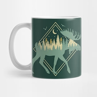 Moose Silhouette - Moose Wildlife Forest - Retro Moose Lover Mug